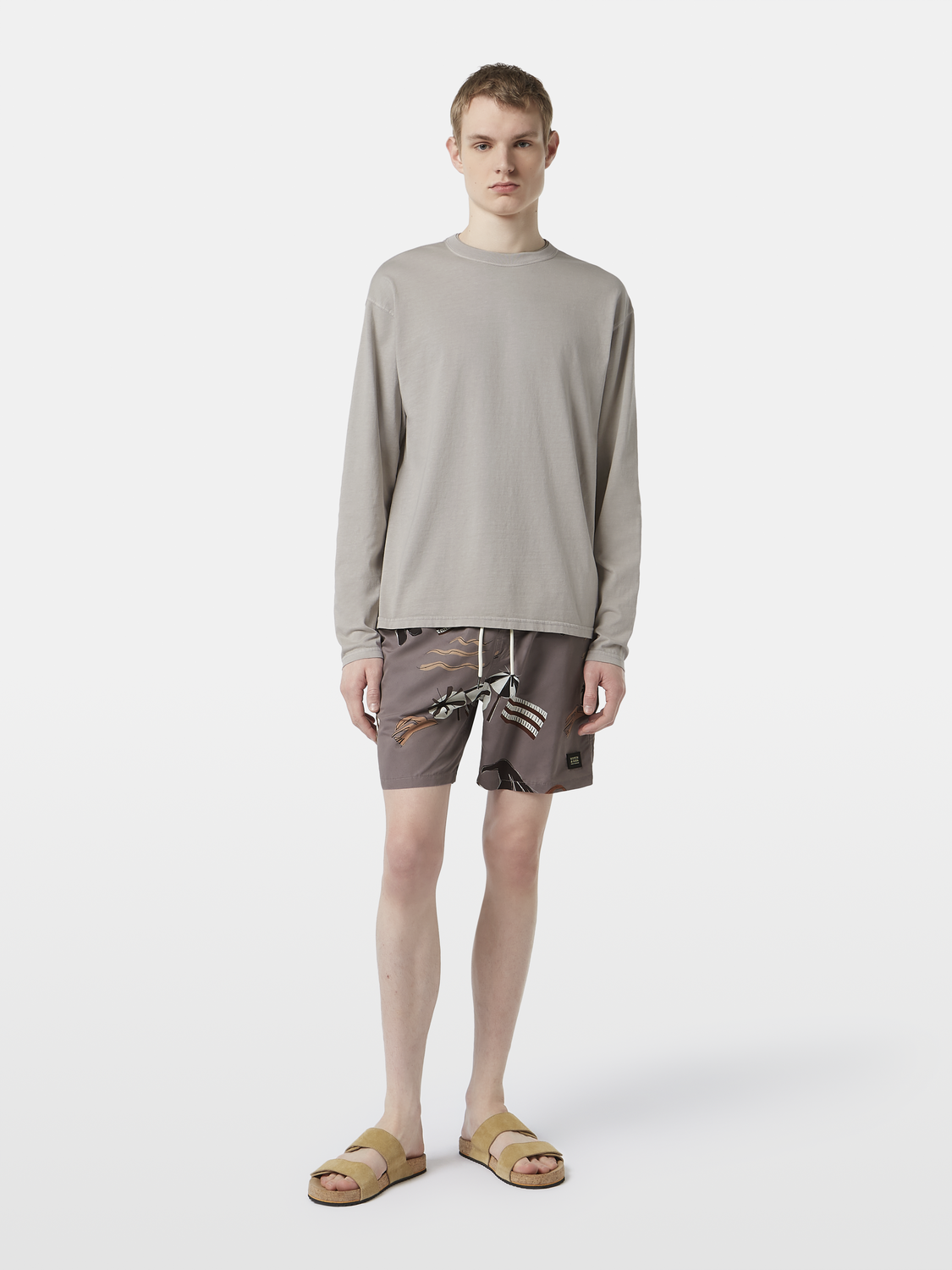 Printed mid-length swim shorts