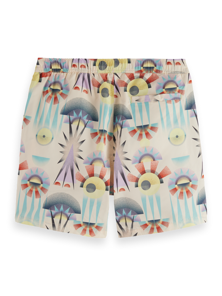 Printed mid-length swim shorts