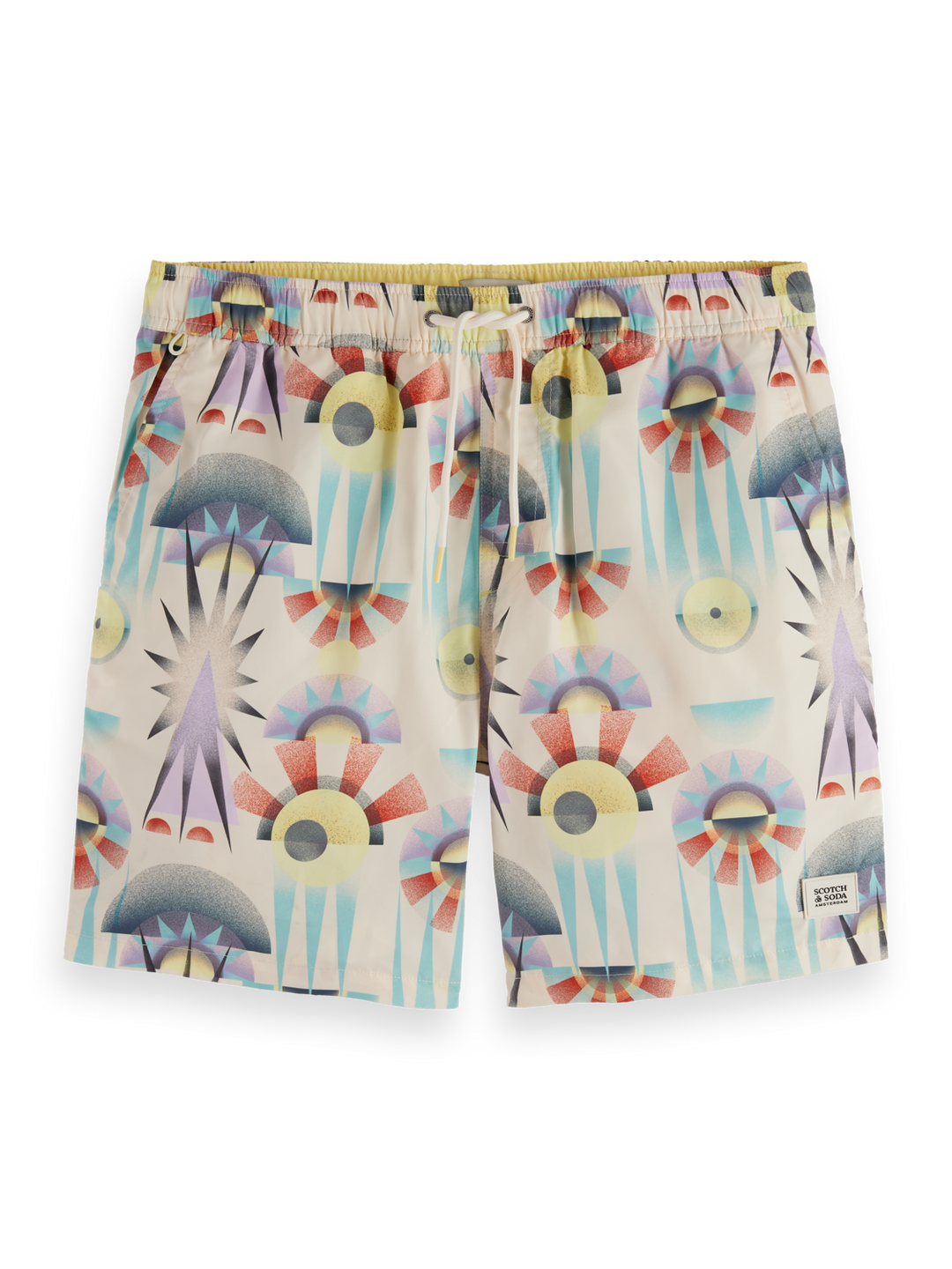 Printed mid-length swim shorts