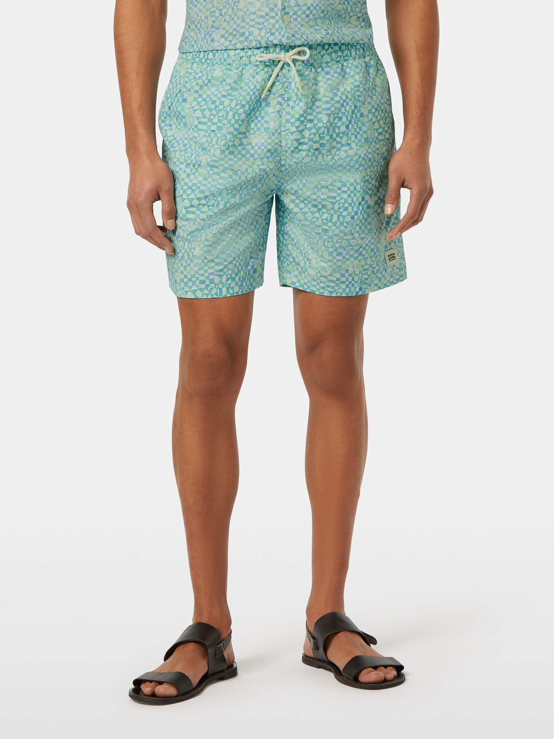Mini-printed mid-Length swim shorts