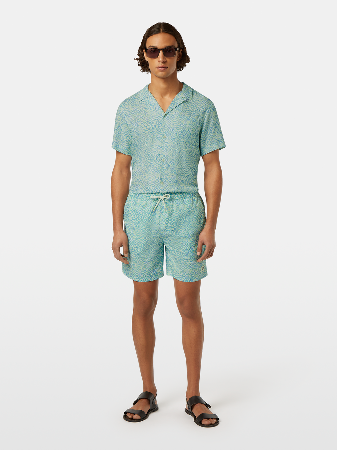 Mini-printed mid-Length swim shorts