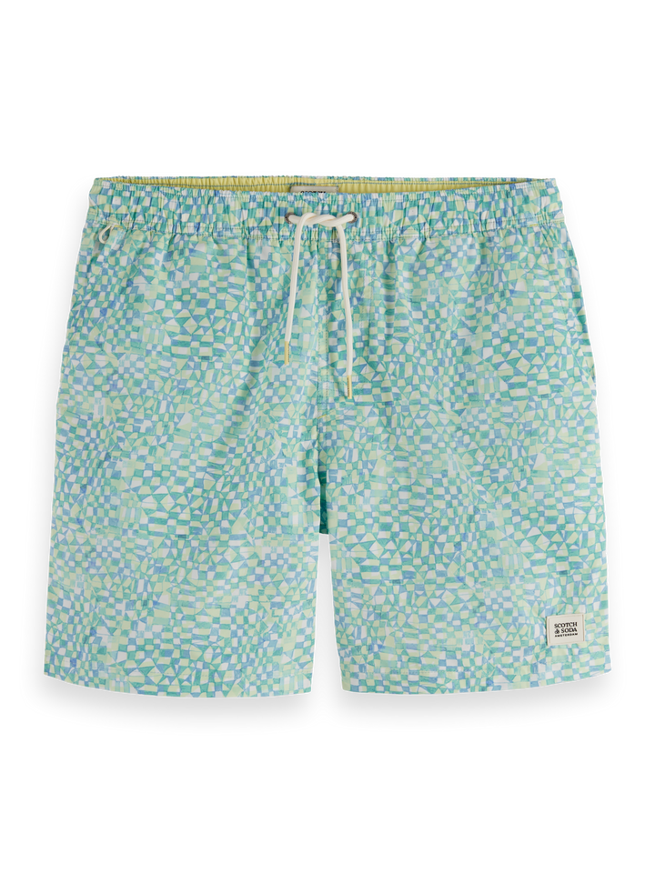 Mini-printed mid-Length swim shorts