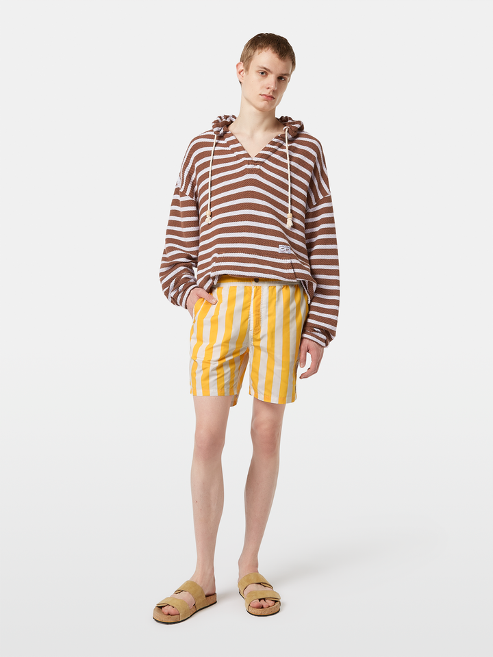 Striped mid-length  swim shorts