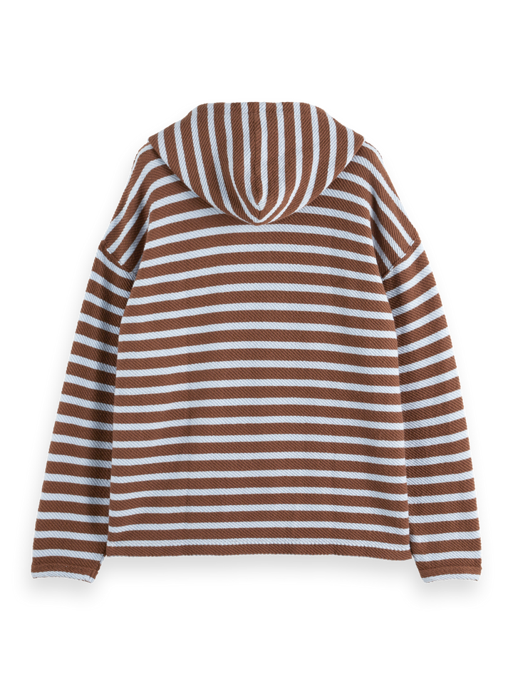 Loose fit striped slub terry hoodie