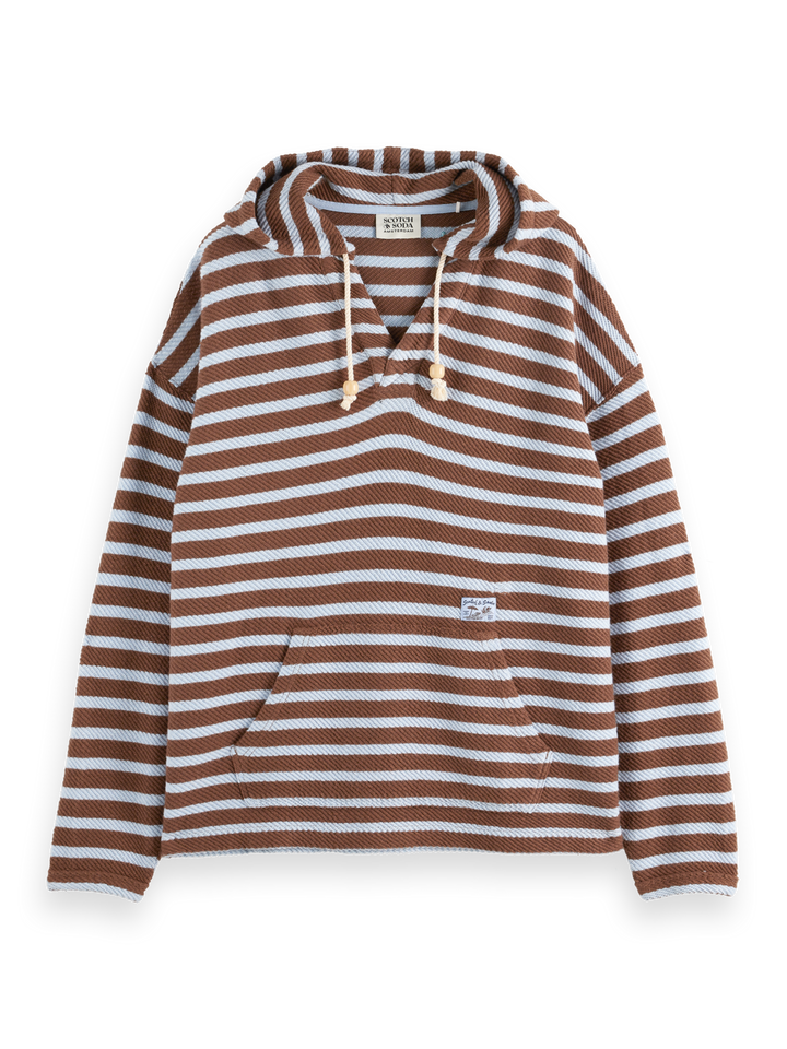 Loose fit striped slub terry hoodie