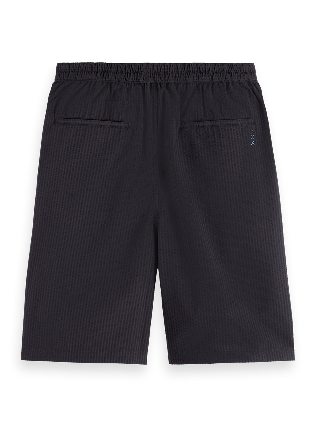 Loose fit pleated seersucker bermuda short