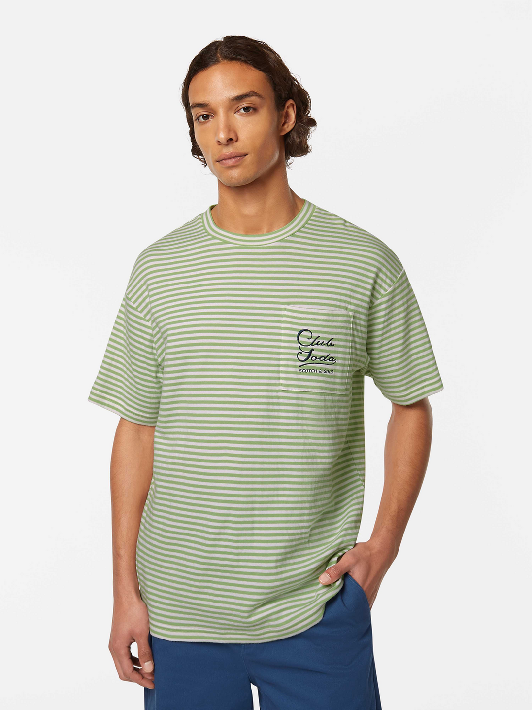 Relaxed-fit double face jersey pocket T-shirt