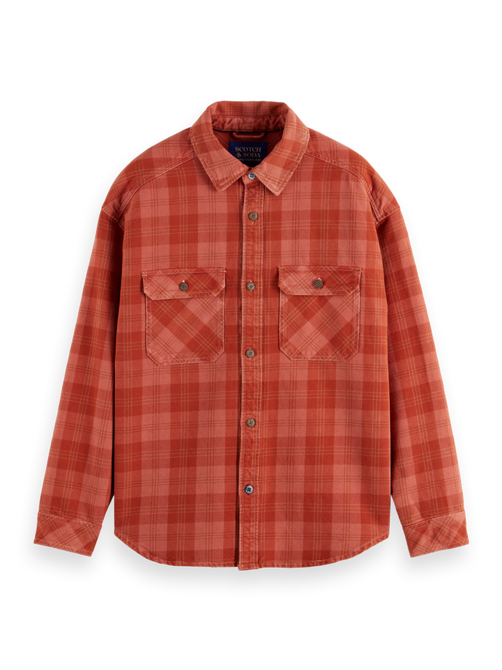 Washed Denim Checked Overshirt