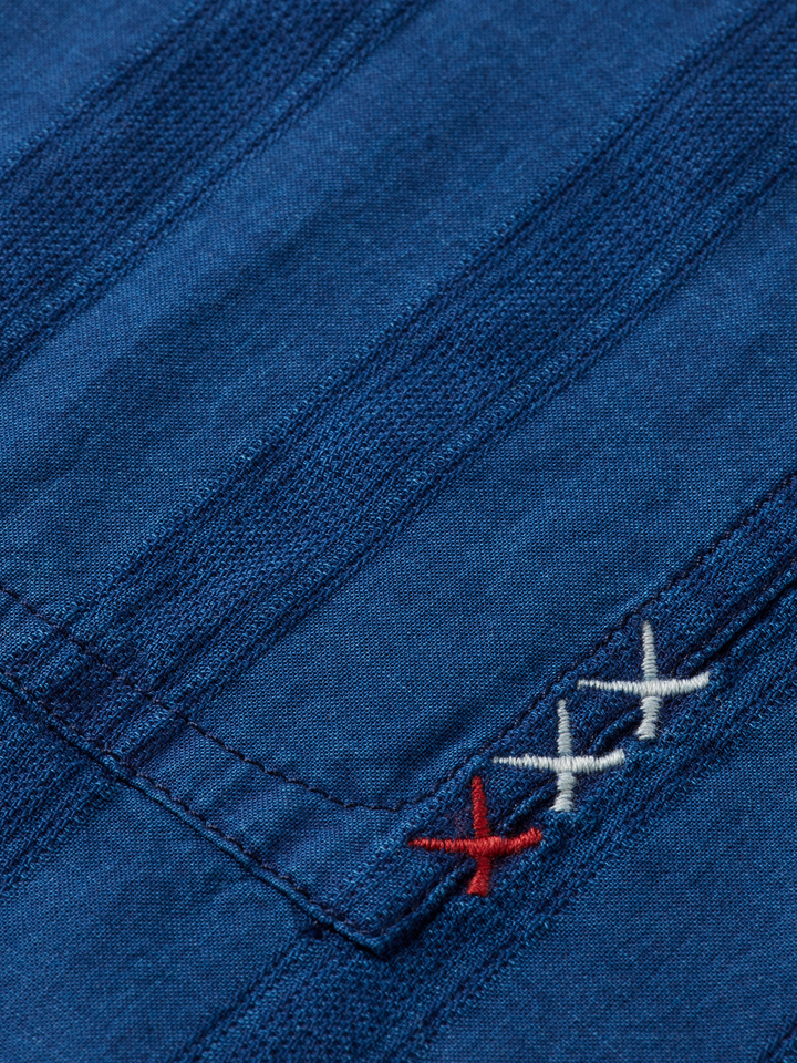 Textured indigo shirt in special striped weave