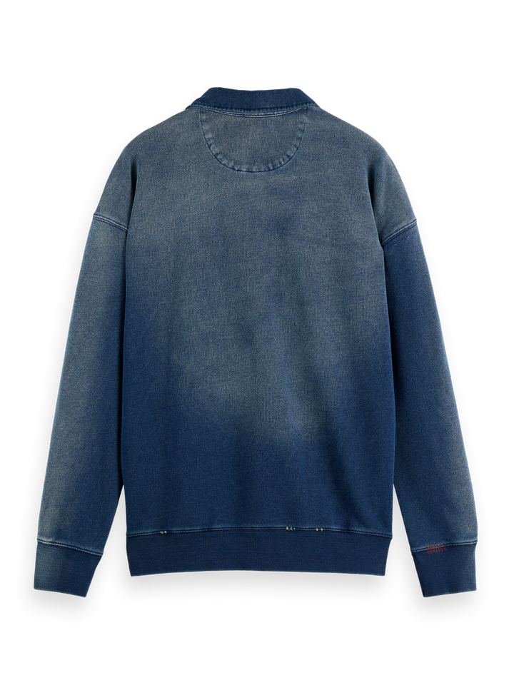 Worked out popover sweat in washed indigo