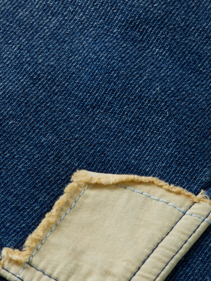 Worked out popover sweat in washed indigo
