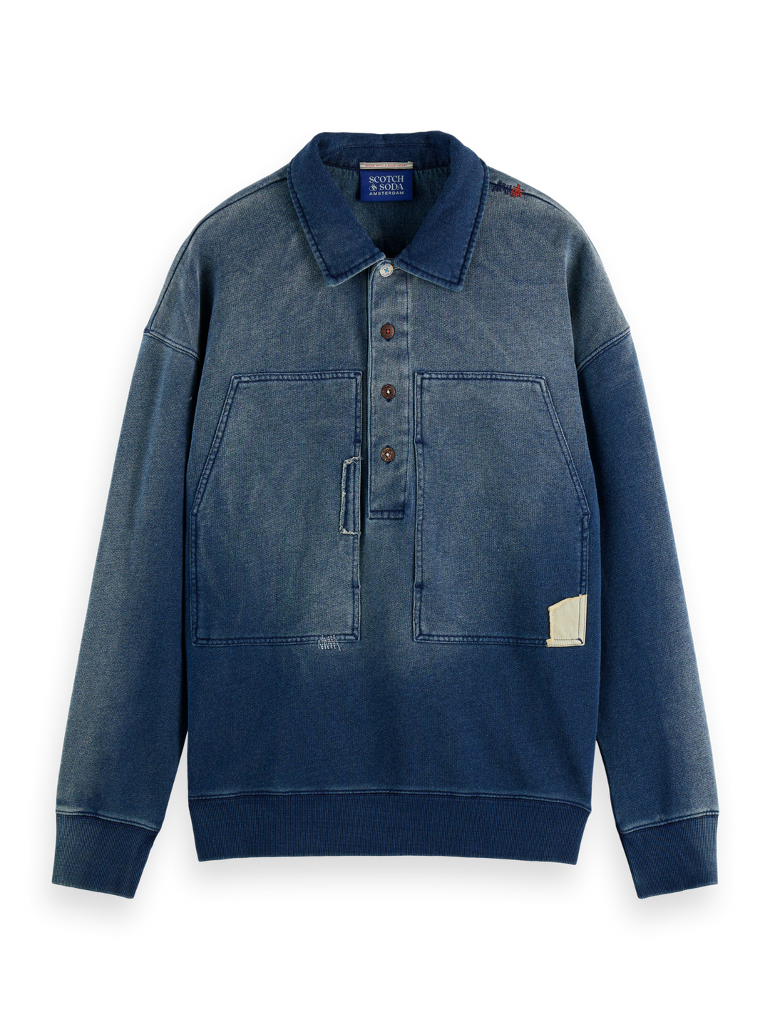 Worked out popover sweat in washed indigo