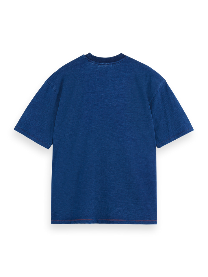 Washed 1 pocket indigo t-shirt