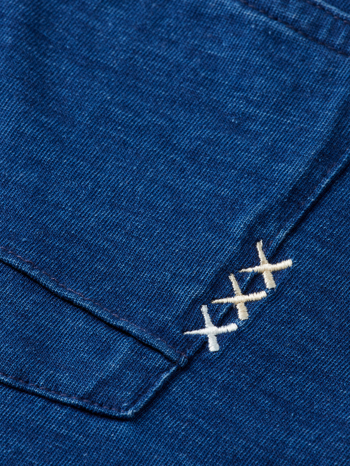 Washed 1 pocket indigo t-shirt