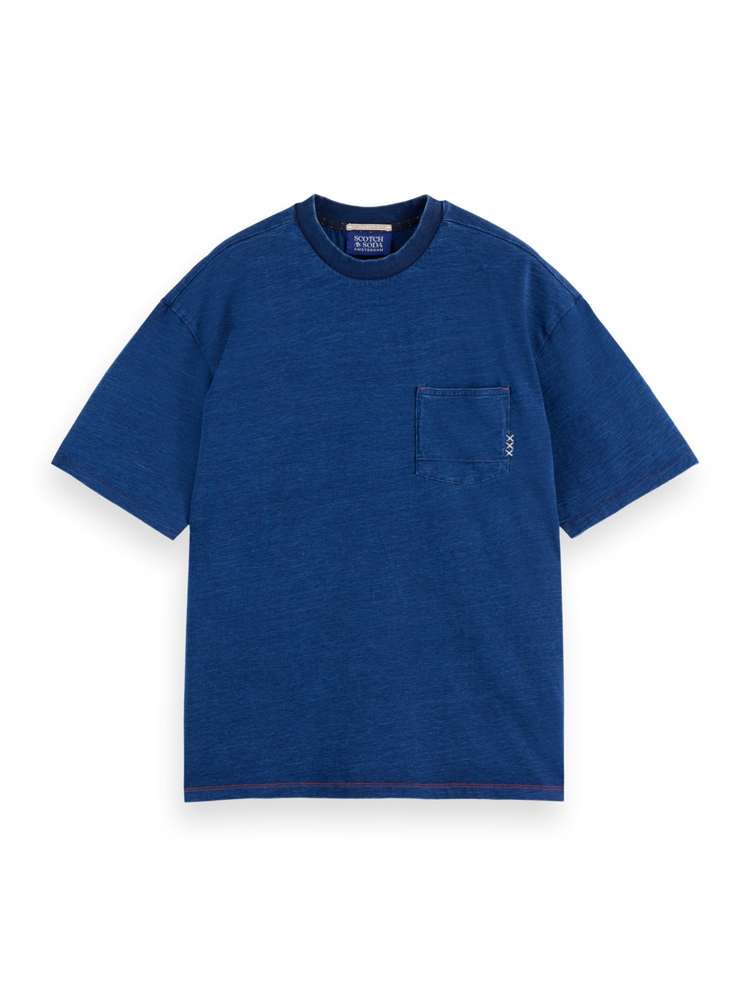 Washed 1 pocket indigo t-shirt