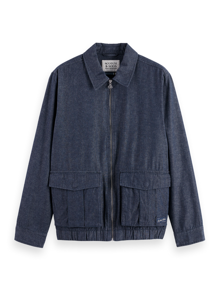 Cotton Linen Zip-Thru Twill Blouson