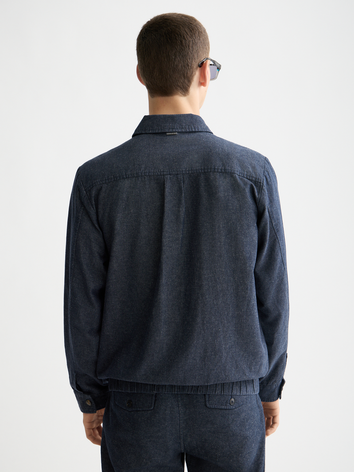Cotton Linen Zip-Thru Twill Blouson