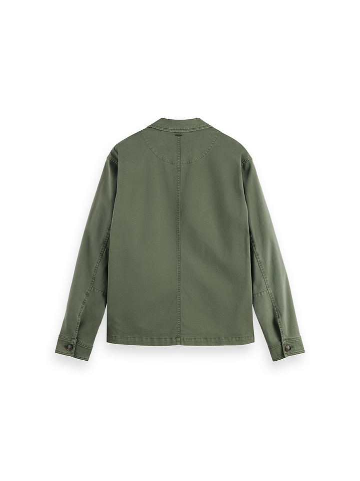 Cotton-blend garment-dyed boxy fit blazer jacket