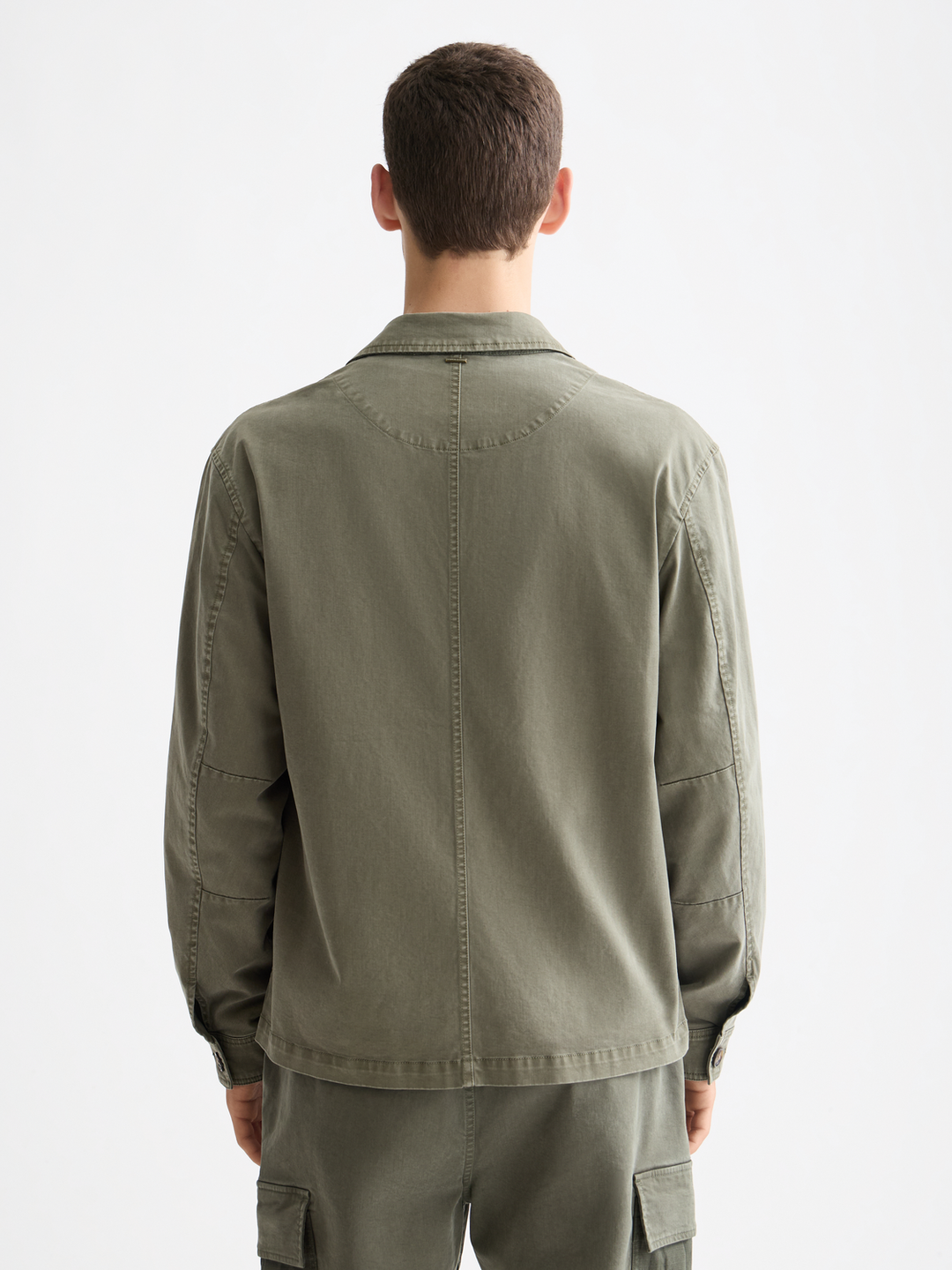 Cotton-blend garment-dyed boxy fit blazer jacket