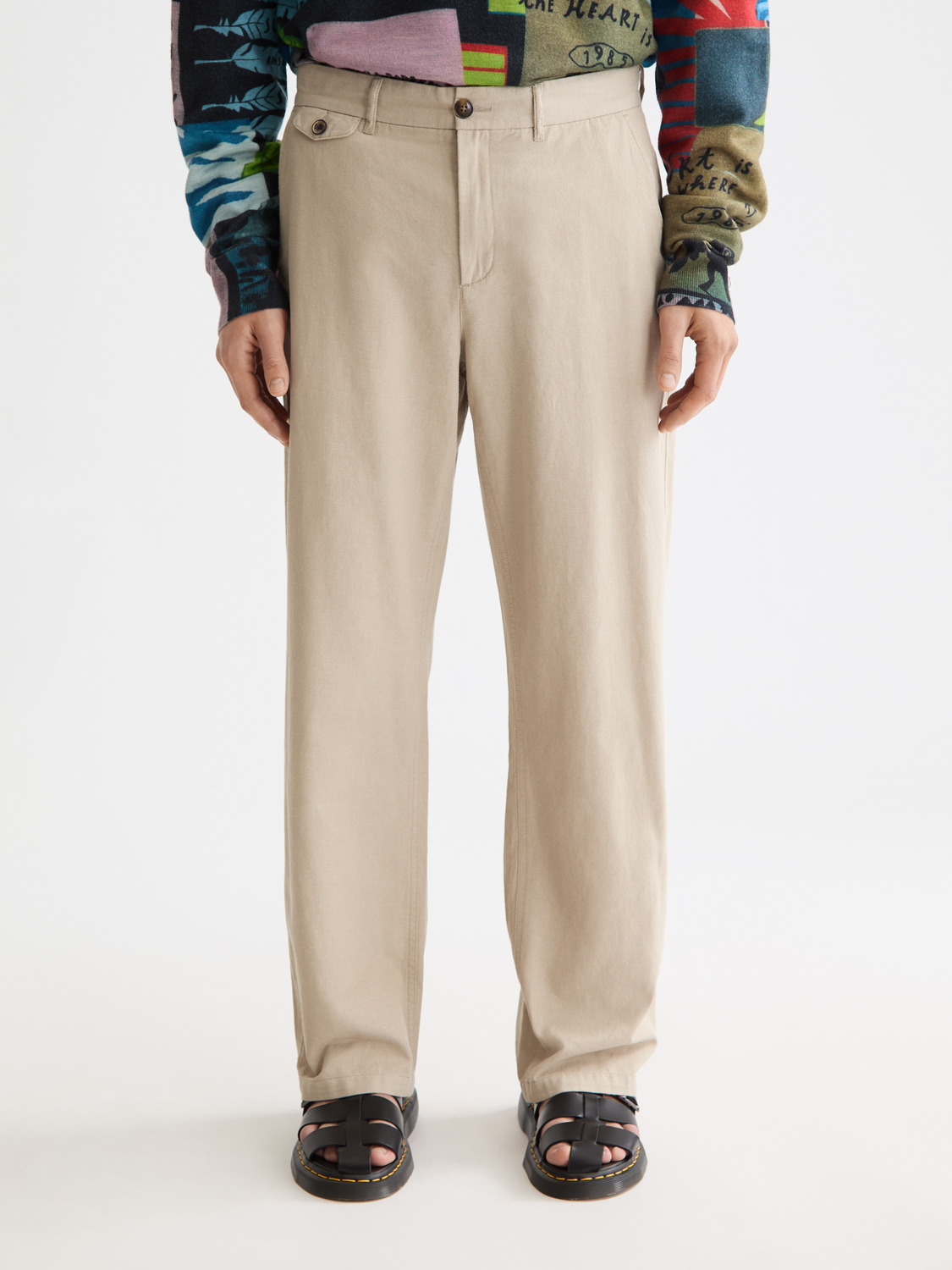 Otis-Relaxed straight-fit cotton linen twill chino