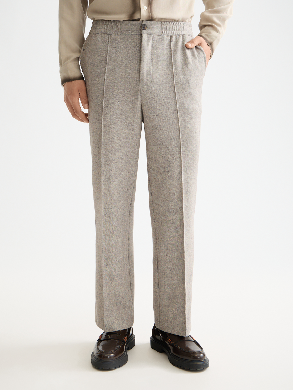 Tailored melange-jersey relaxed straight fit jogger