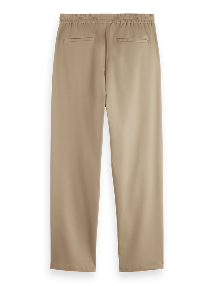 Tape-trimmed twill jersey pleated relaxed straight jogger