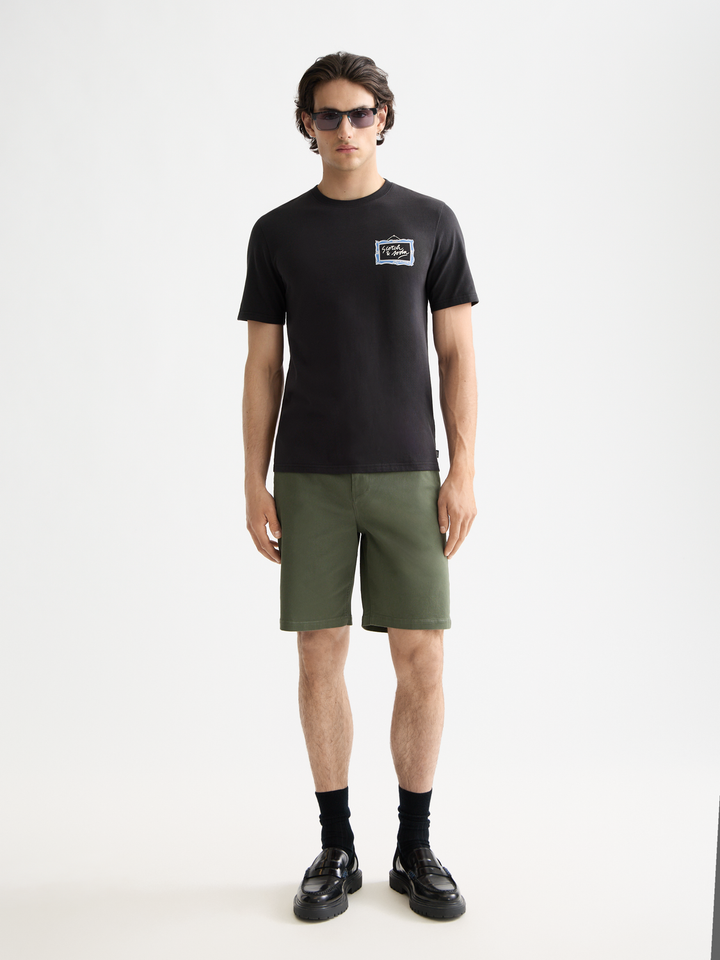 Seasonal core-Stuart washed cotton blend regular fit short
