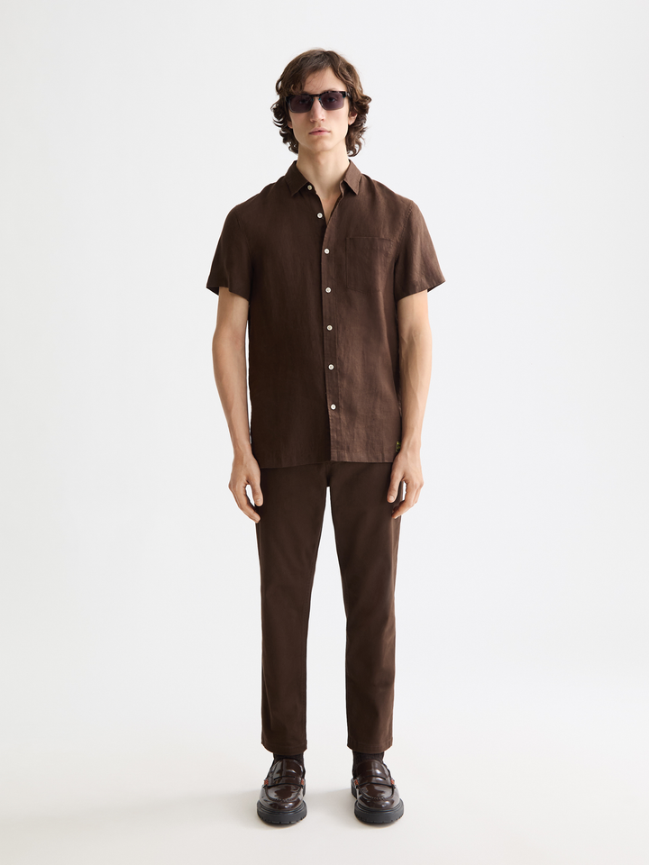 Core seasonal-Regular-fit short-sleeved linen shirt