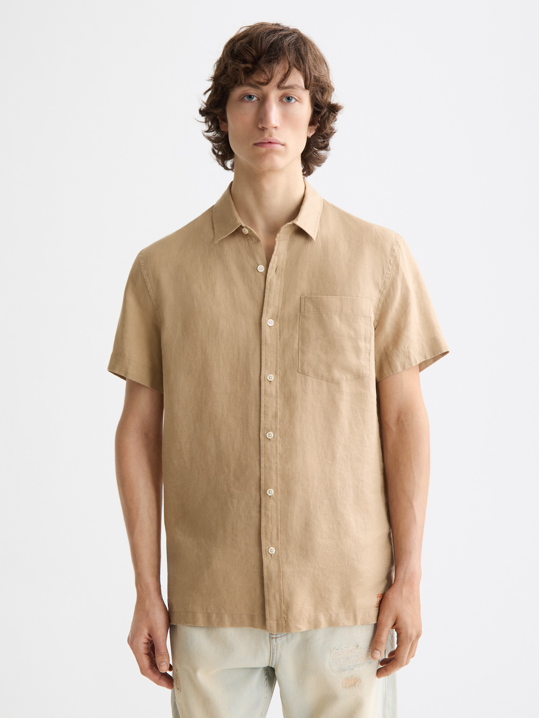 Core seasonal-Regular-fit short-sleeved linen shirt