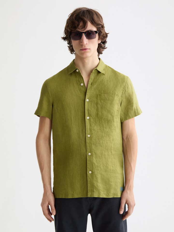 Core seasonal-Regular-fit short-sleeved linen shirt