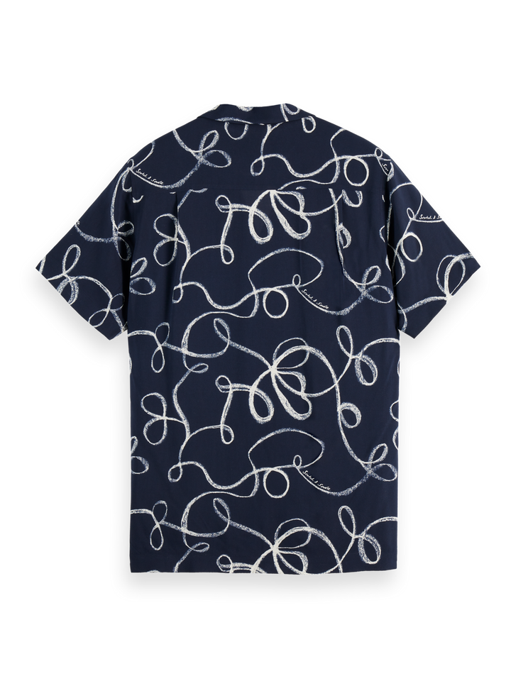 Printed short-sleeved viscose shirt