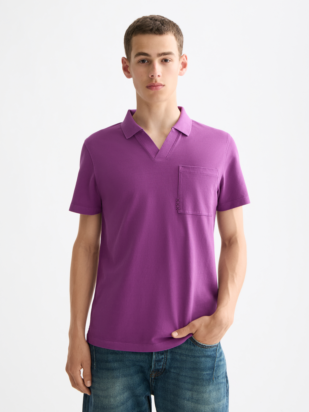 Garment-Dyed Pique Relaxed Fit Pocket Polo