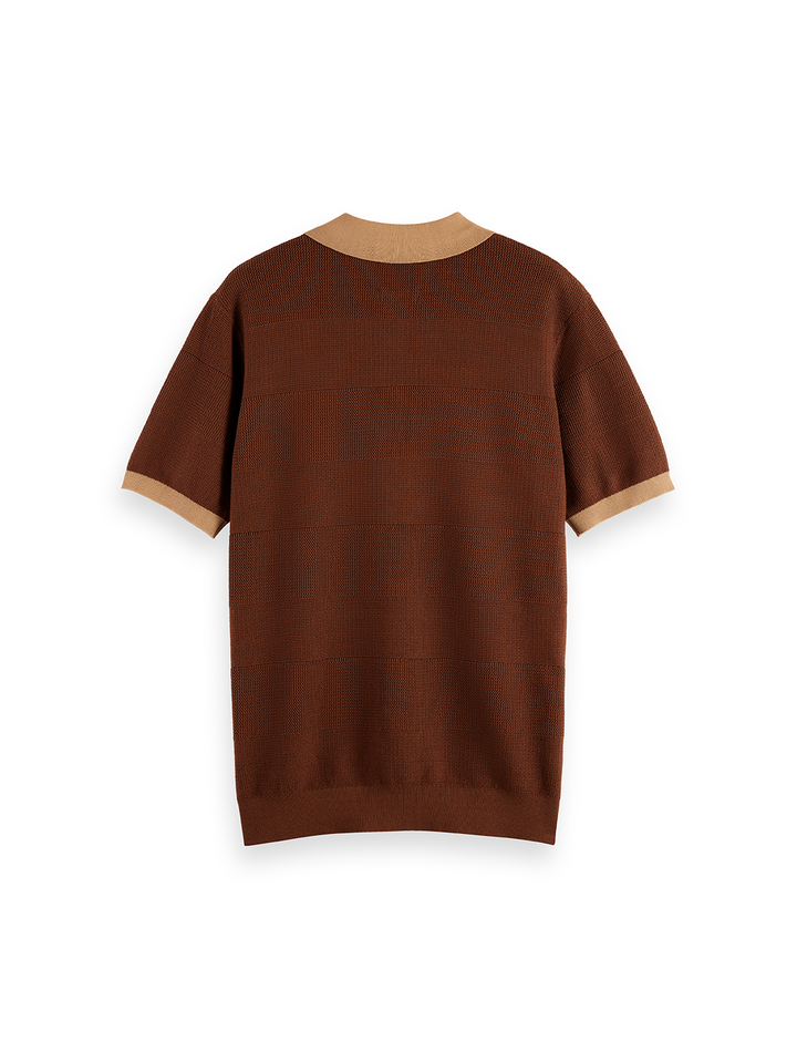 Knitted Tonal Striped Polo