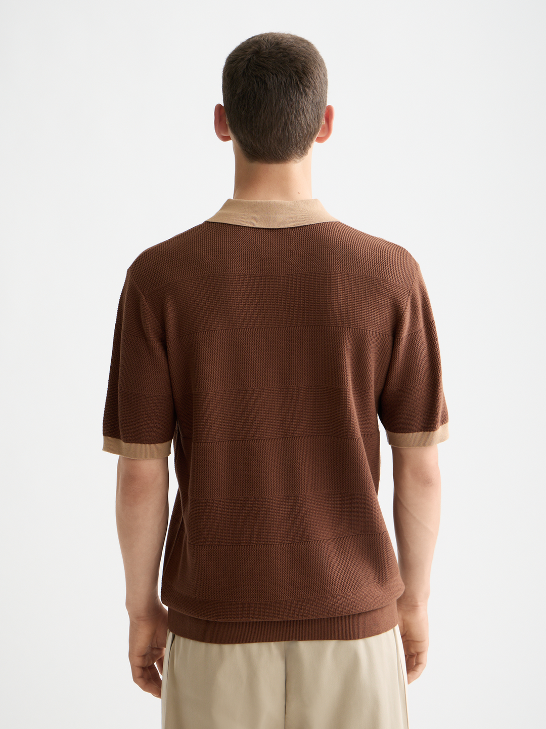 Knitted Tonal Striped Polo