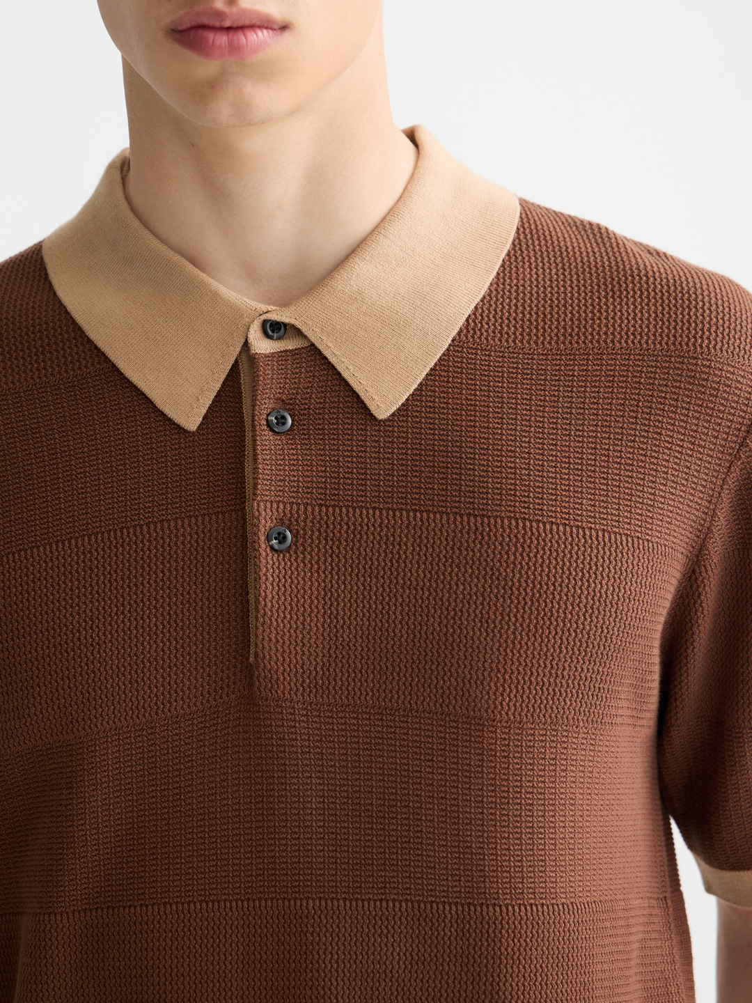 Knitted Tonal Striped Polo