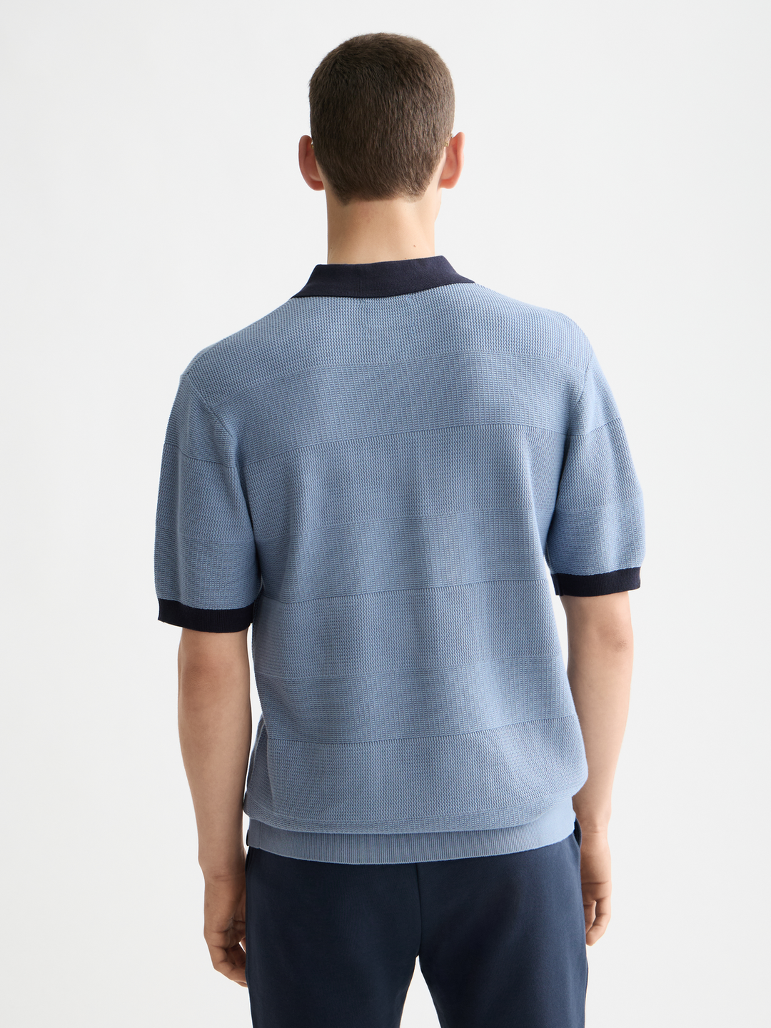 Knitted Tonal Striped Polo