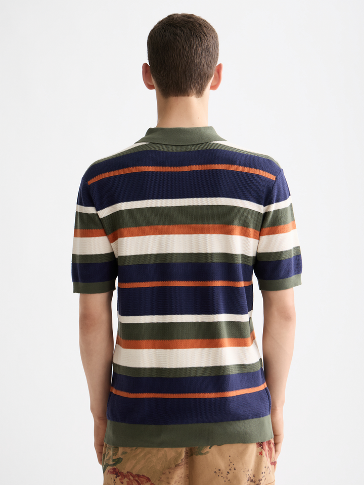 Knitted Striped Regular Polo