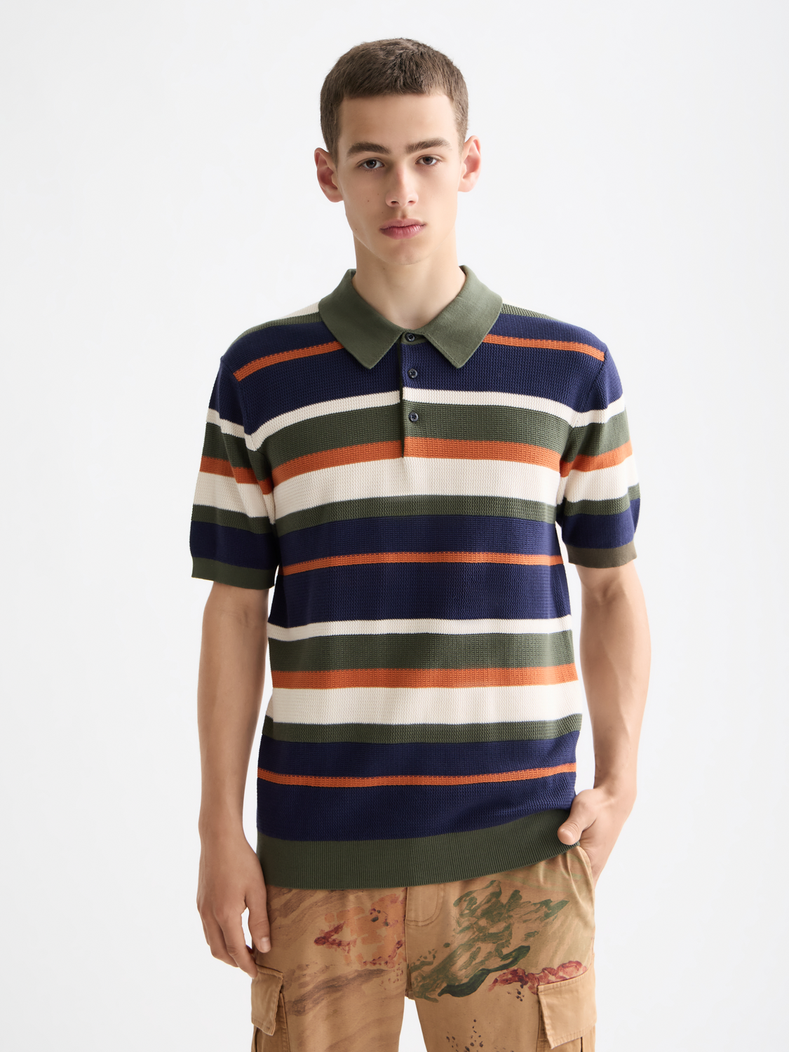 Knitted Striped Regular Fit Polo