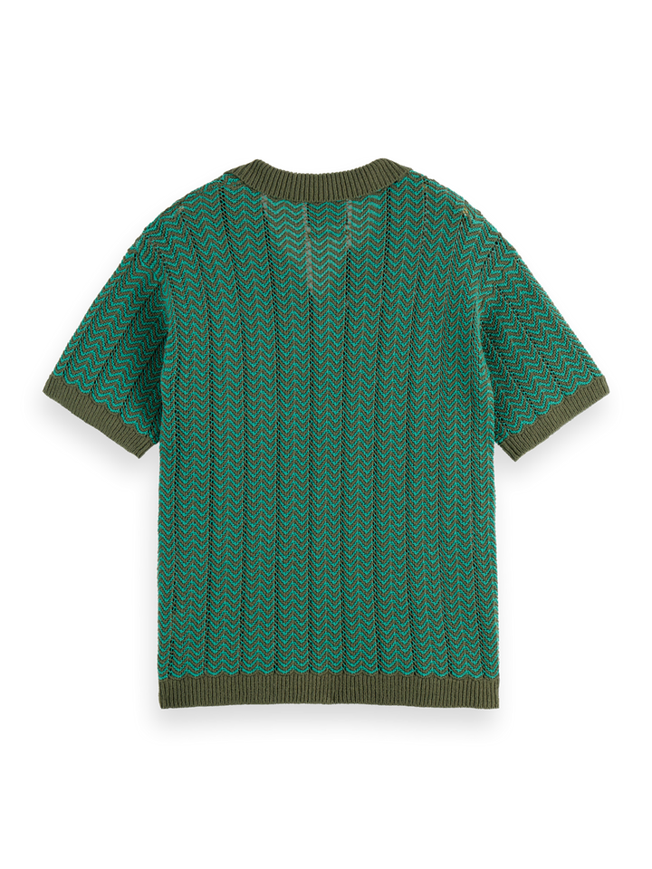 Knitted V-Neck Polo