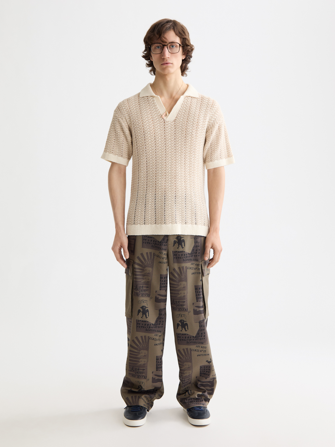 Knitted V-Neck Polo