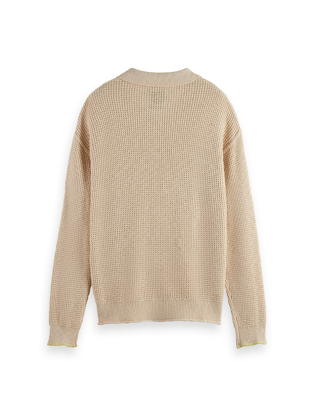 Waffle Dropped Shoulder Long Sleeve Polo