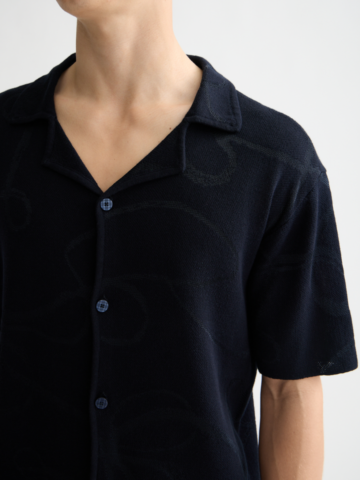 Jacquard Knitted Short Sleeve Shirt