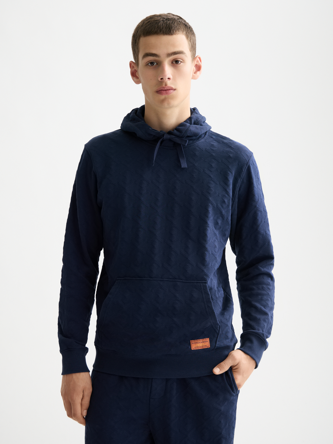 Regular fit jacquard terry hoodie