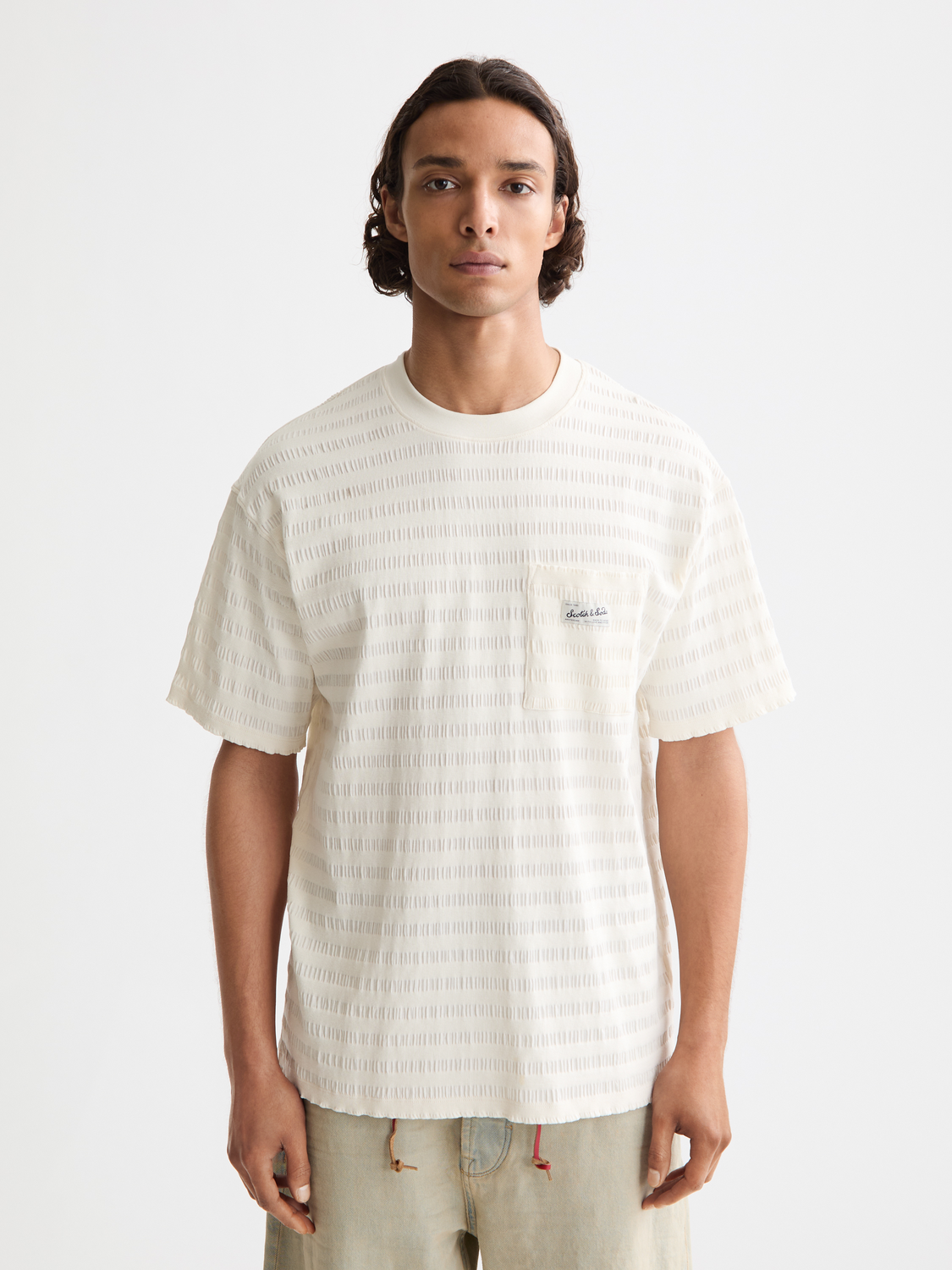 Relaxed-fit horizontal textured t-shirt