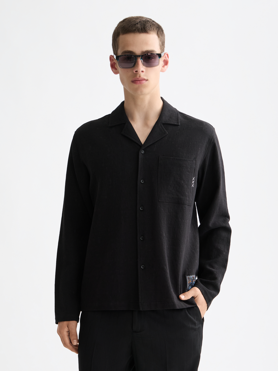 Tonal Jacquard Relaxed Shirt