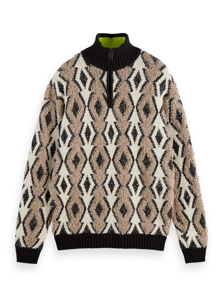 Argyles Jacquard Dropped Shoulder Pullover