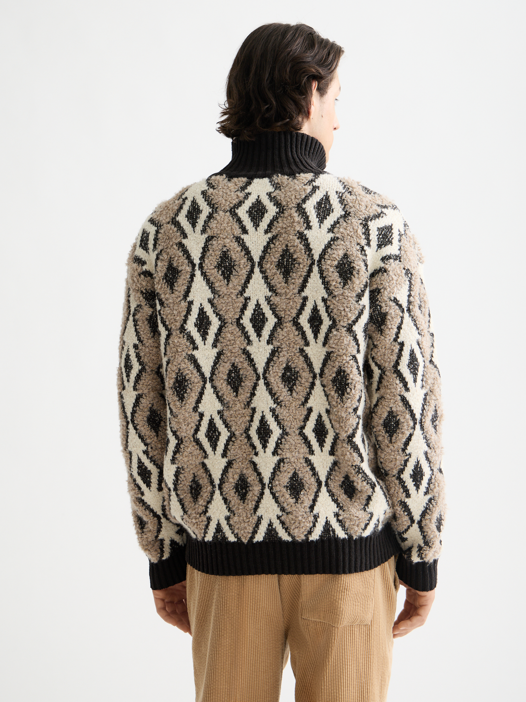 Argyles Jacquard Dropped Shoulder Pullover