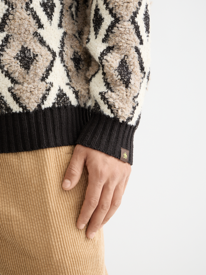 Argyles Jacquard Dropped Shoulder Pullover