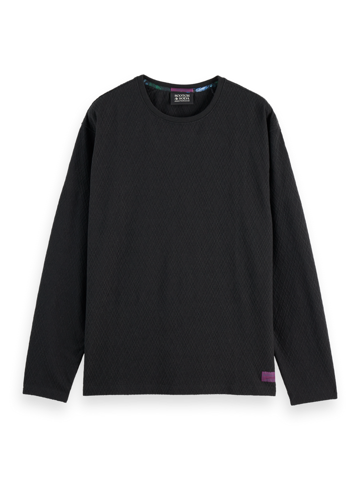 Relaxed fit jacquard knit long-sleeved t-shirt