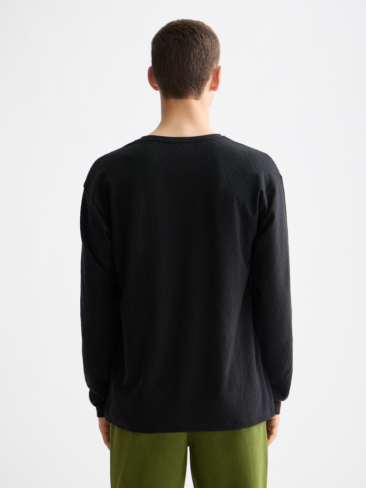 Relaxed fit jacquard knit long-sleeved t-shirt